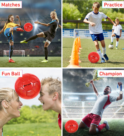 SOCCER BALL - RED MODERN PATTERN - SIZE 5