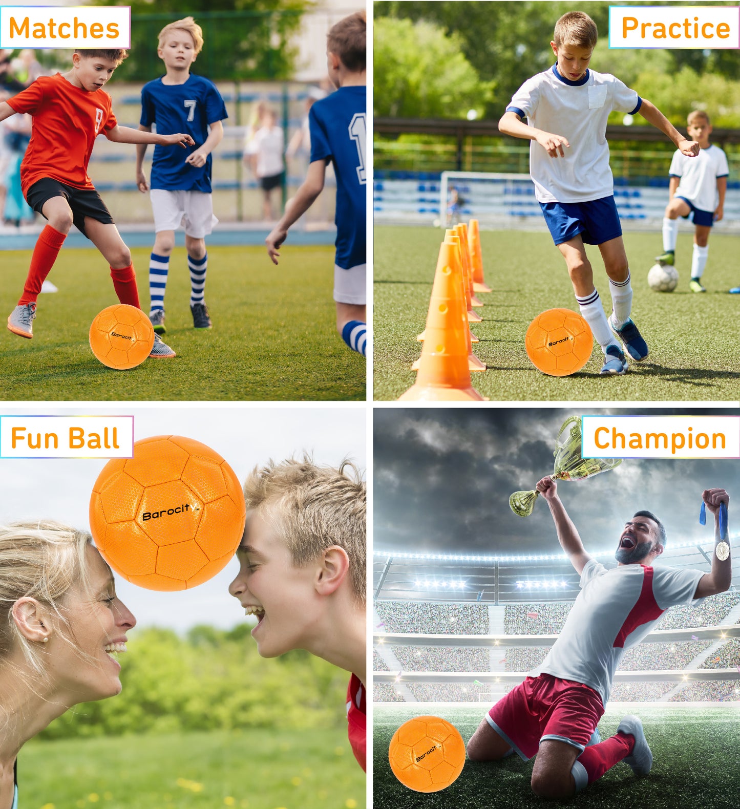 SOCCER BALL - ORANGE MODERN PATTERN - SIZE 4