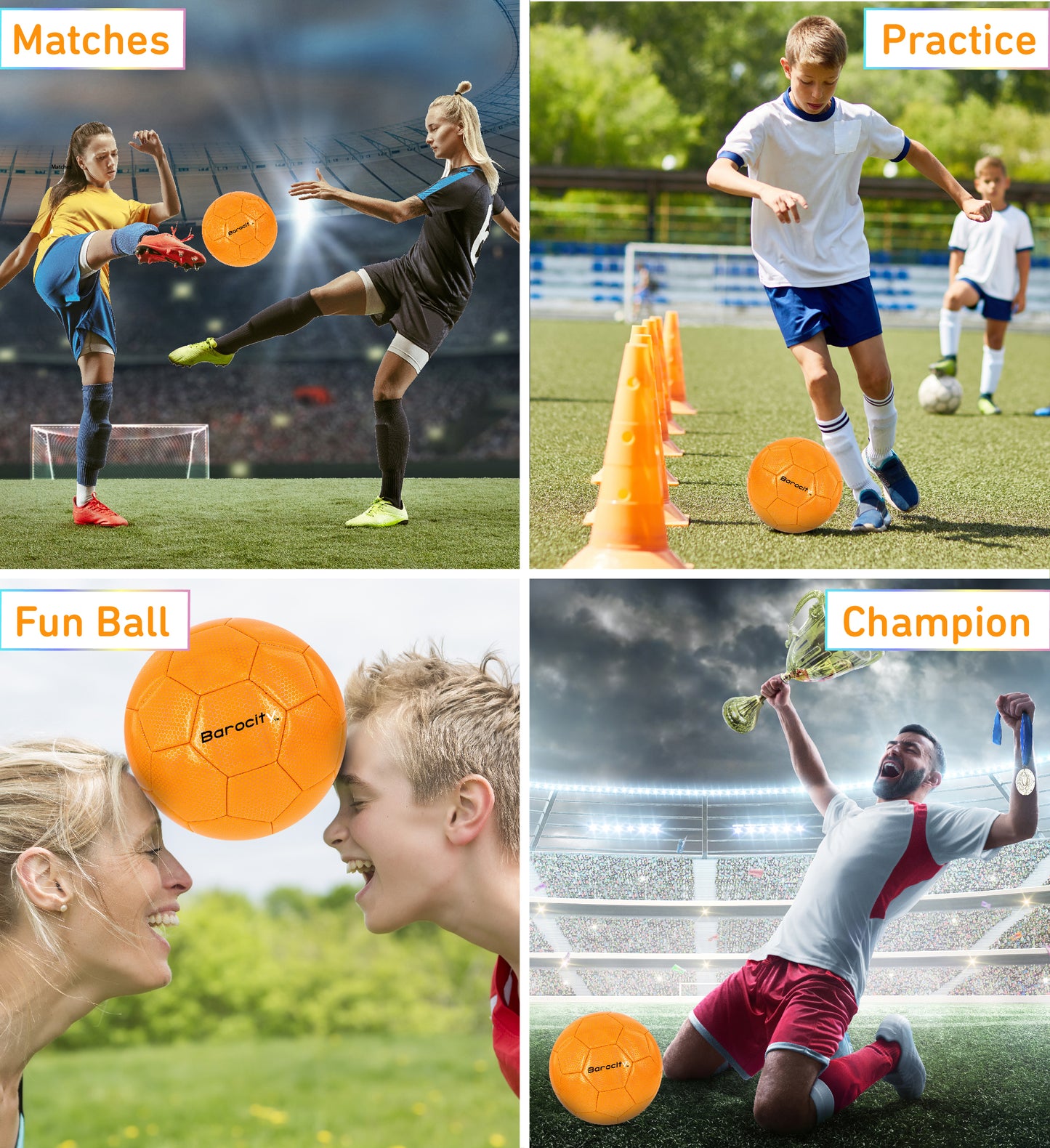 SOCCER BALL - ORANGE MODERN PATTERN - SIZE 5