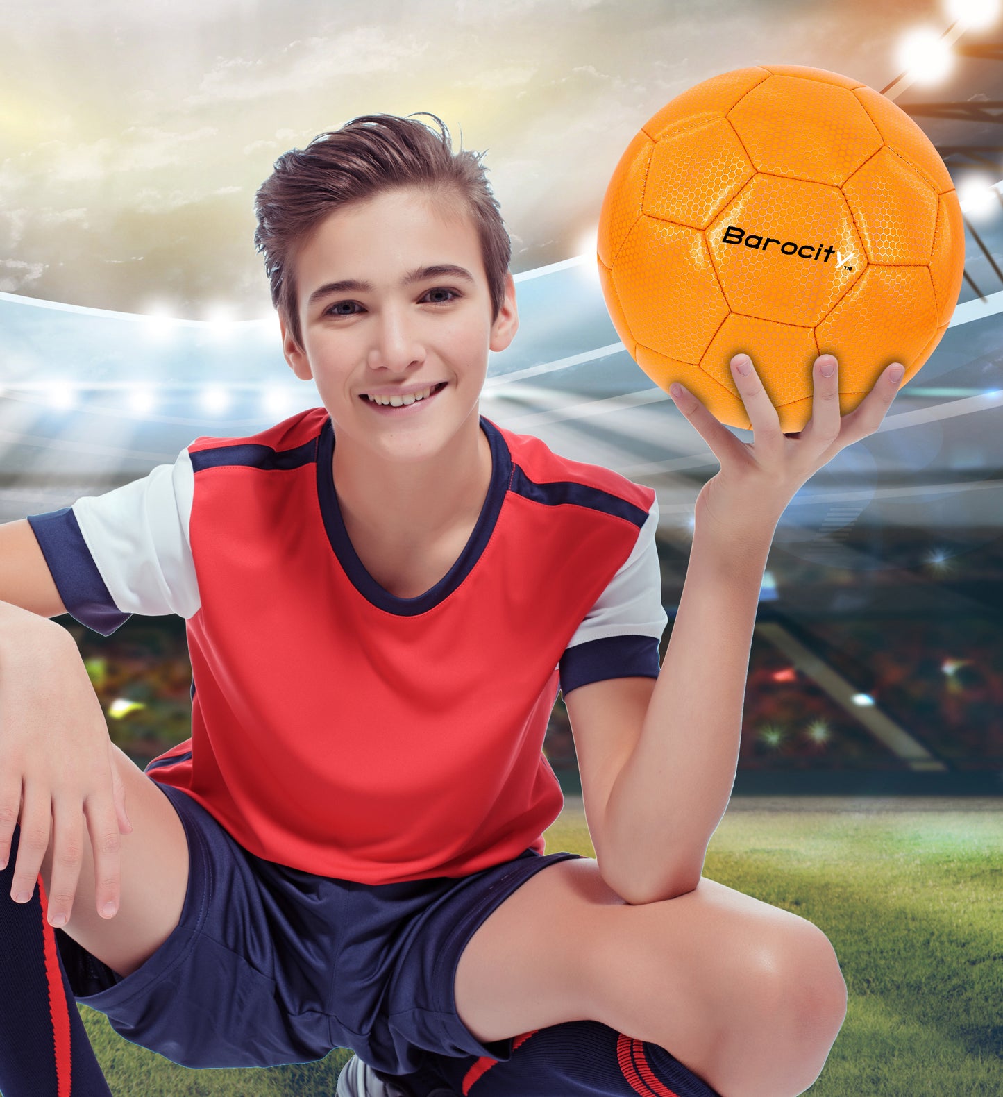 SOCCER BALL - ORANGE MODERN PATTERN - SIZE 5