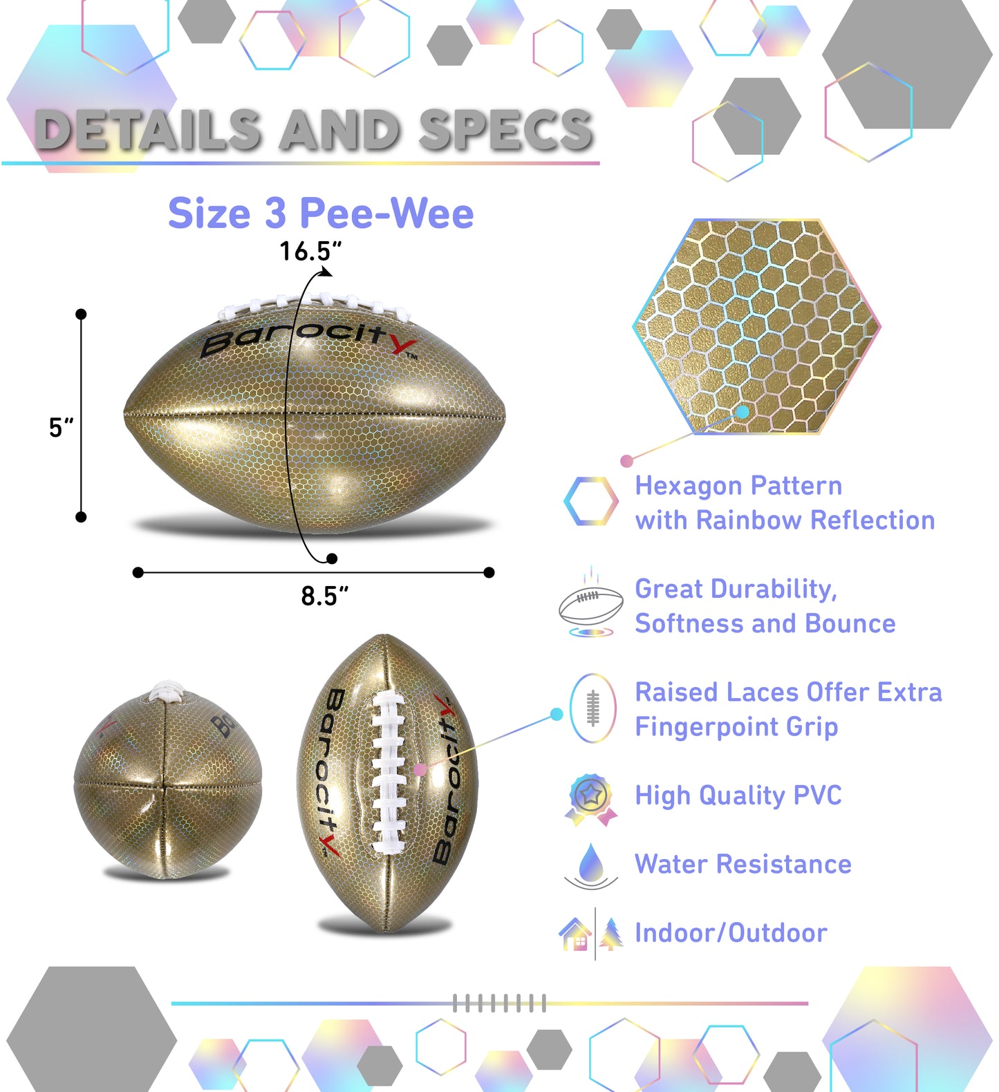 FOOTBALL - GOLD MODERN PATTERN - SIZE 3