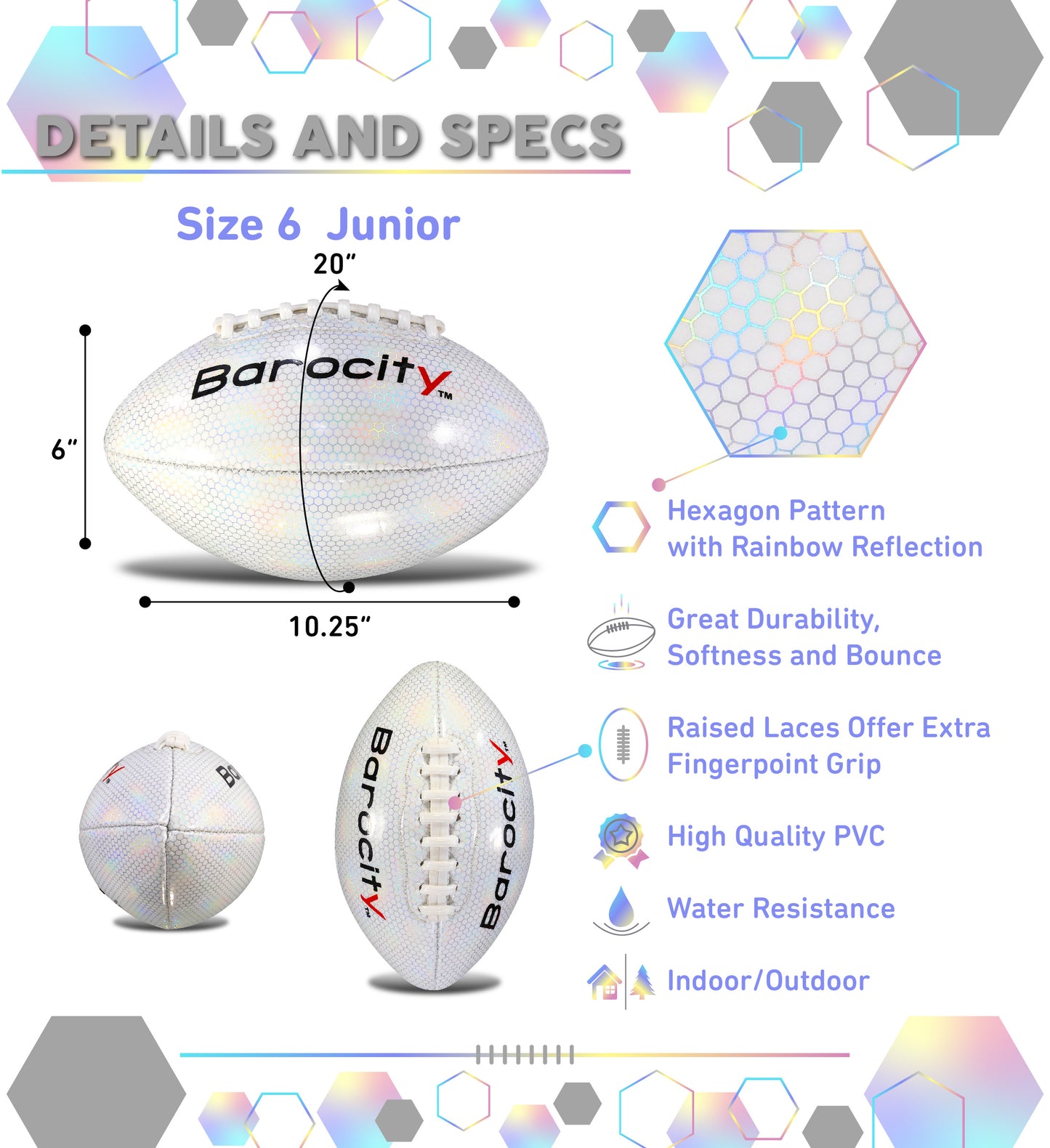FOOTBALL - WHITE MODERN PATTERN - SIZE 6
