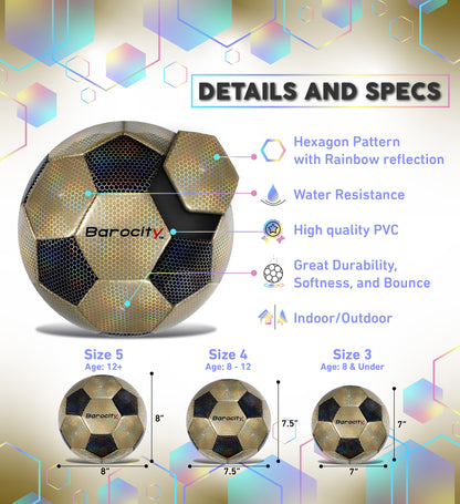 SOCCER BALL - CLASSIC BLACK & GOLD MODERN PATTERN - SIZE 3