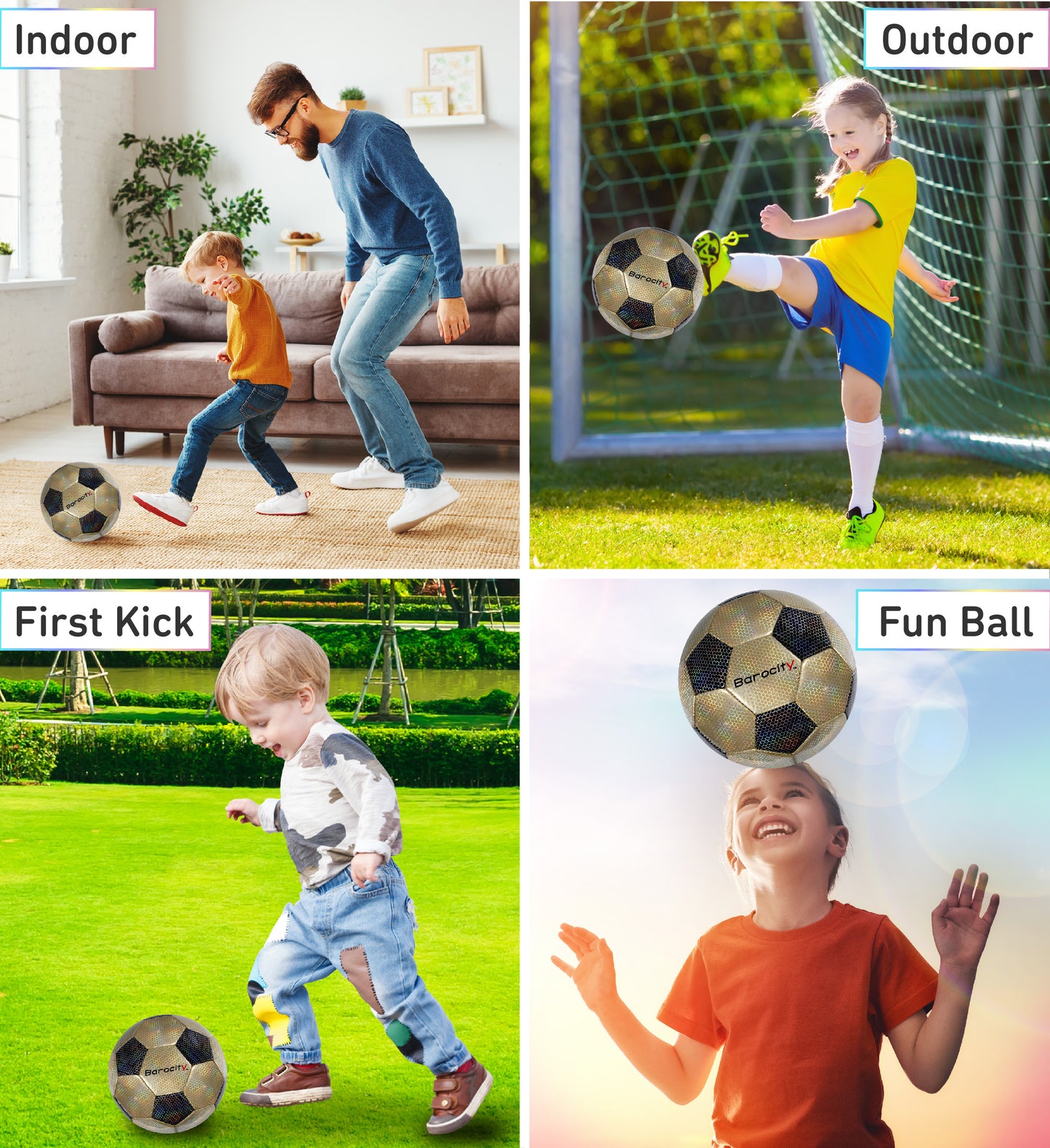 SOCCER BALL - CLASSIC BLACK & GOLD MODERN PATTERN - SIZE 3