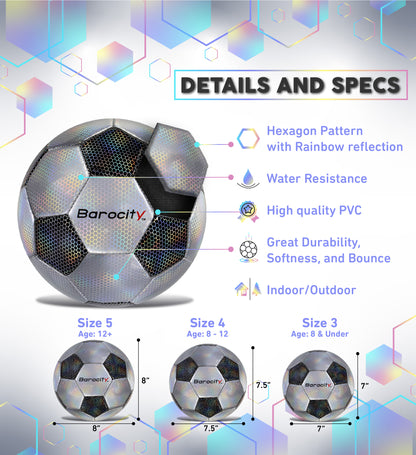 SOCCER BALL - CLASSIC BLACK & SILVER MODERN PATTERN - SIZE 3