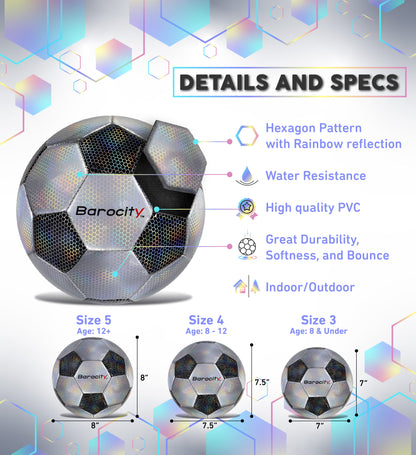 SOCCER BALL - CLASSIC BLACK & SILVER MODERN PATTERN - SIZE 5