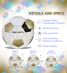 SOCCER BALL - CLASSIC WHITE & GOLD MODERN PATTERN - SIZE 4