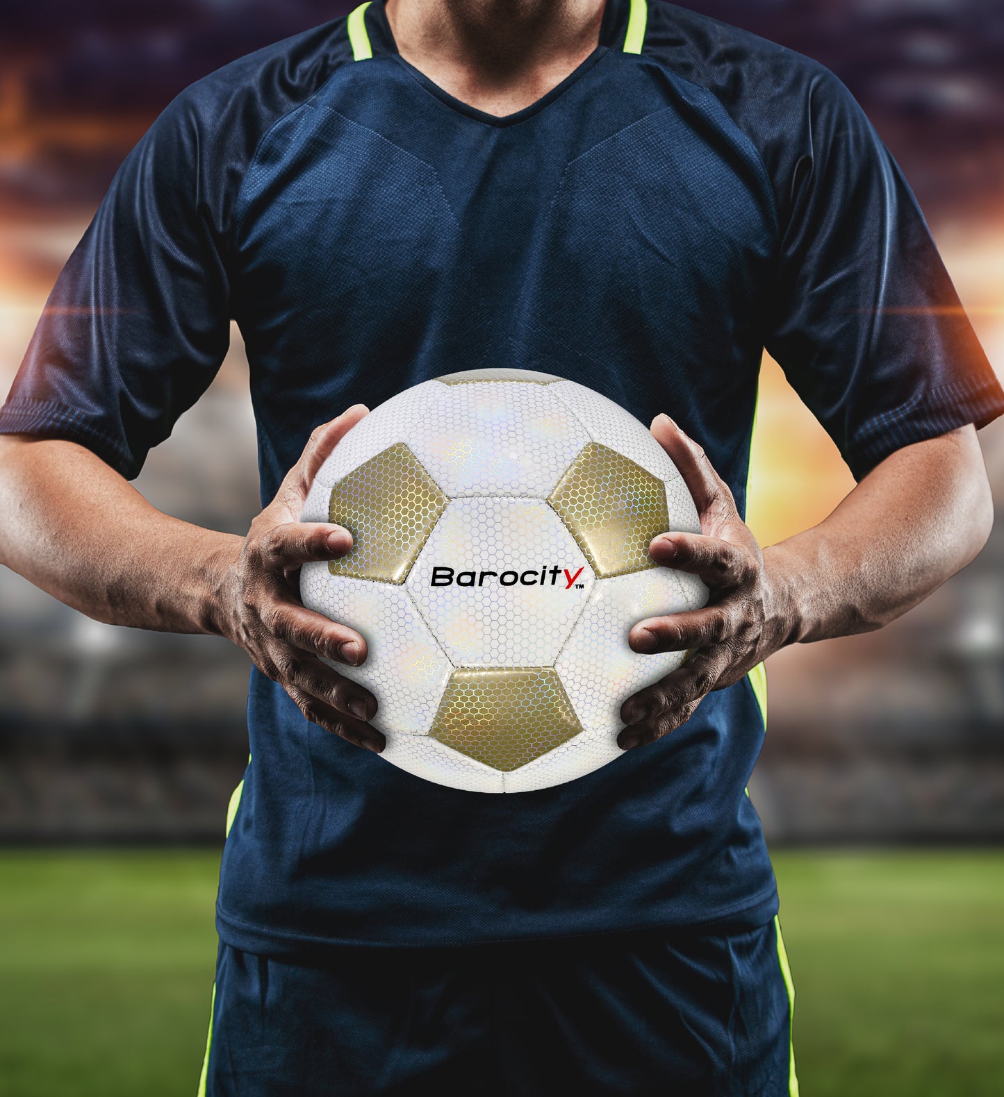 SOCCER BALL - CLASSIC WHITE & GOLD MODERN PATTERN - SIZE 4