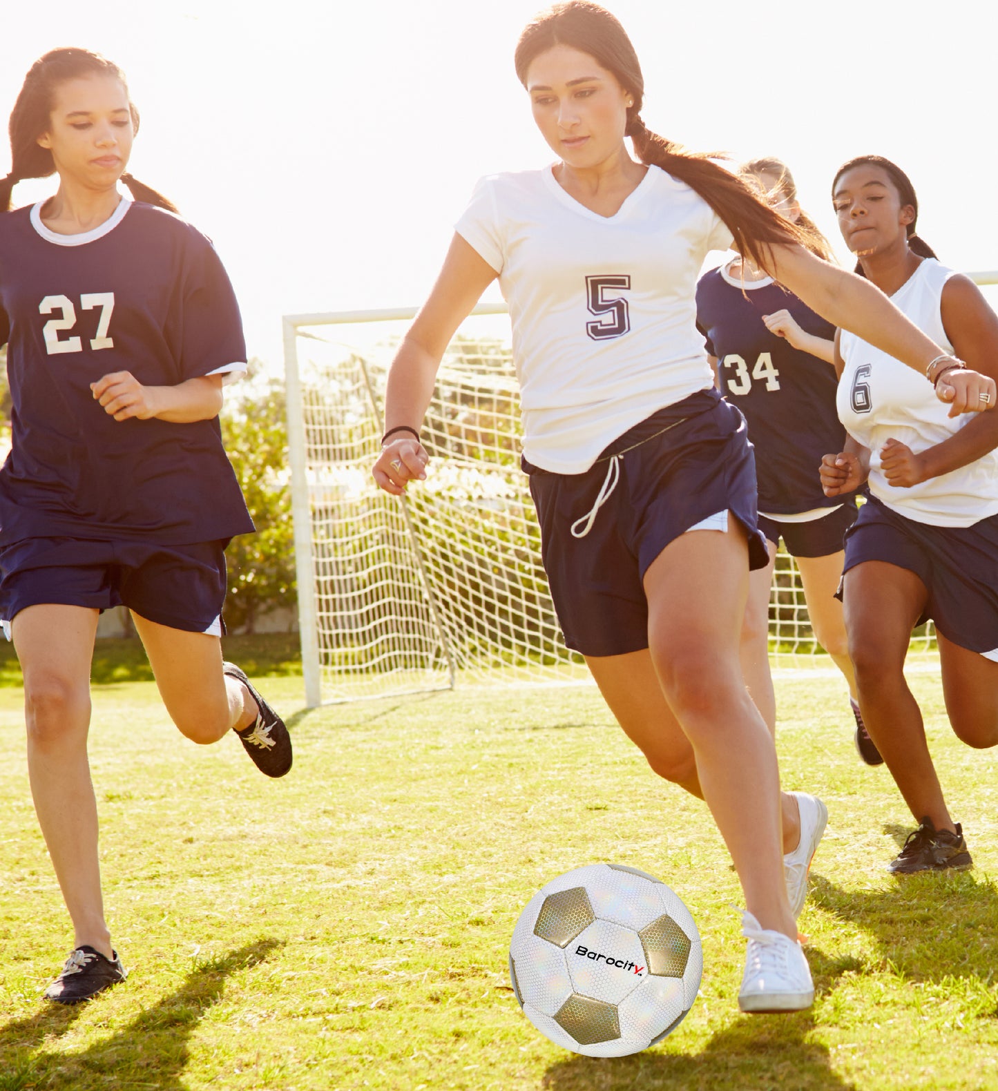 SOCCER BALL - CLASSIC WHITE & GOLD MODERN PATTERN - SIZE 4