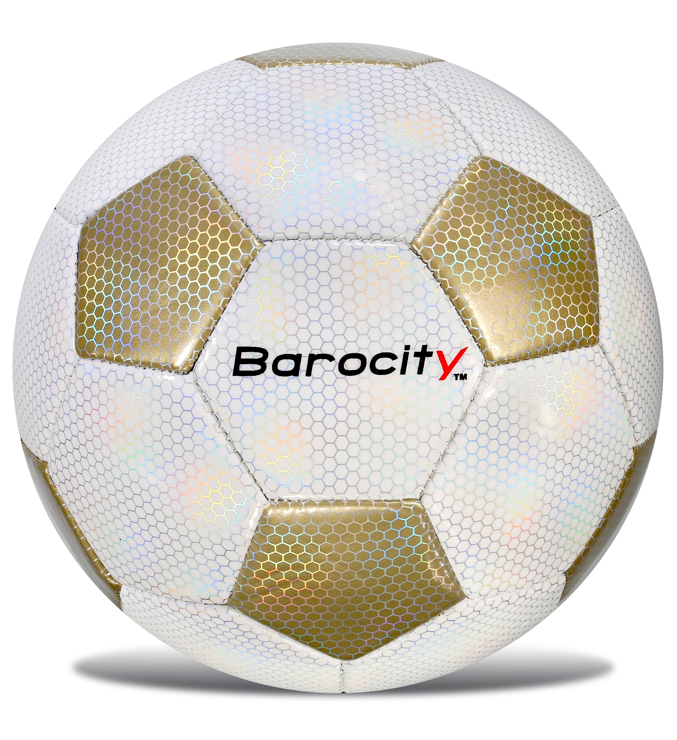 SOCCER BALL - CLASSIC WHITE & GOLD MODERN PATTERN - SIZE 4
