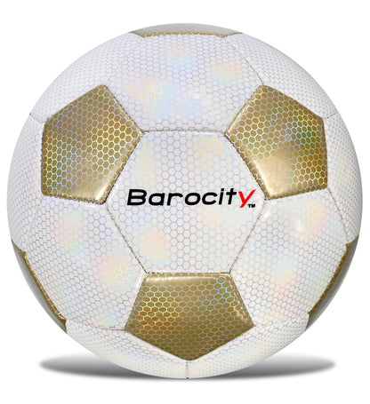 SOCCER BALL - CLASSIC WHITE & GOLD MODERN PATTERN - SIZE 4
