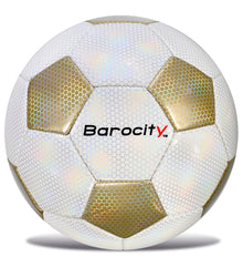 SOCCER BALL - CLASSIC WHITE & GOLD MODERN PATTERN - SIZE 5