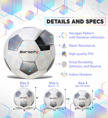 SOCCER BALL - CLASSIC WHITE & SILVER MODERN PATTERN - SIZE 3