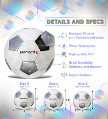 SOCCER BALL - CLASSIC WHITE & SILVER MODERN PATTERN - SIZE 4