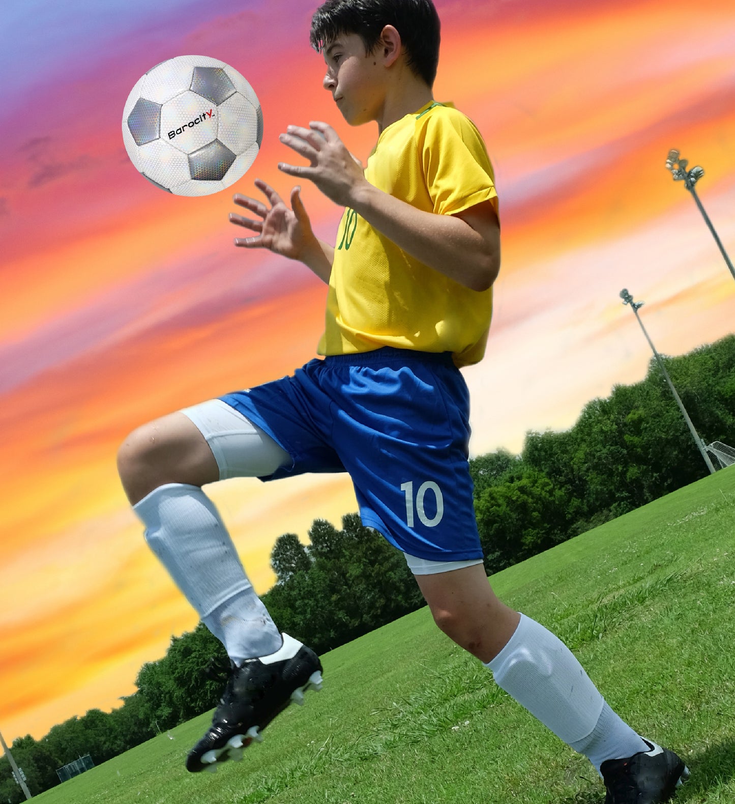 SOCCER BALL - CLASSIC WHITE & SILVER MODERN PATTERN - SIZE 4