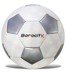 SOCCER BALL - CLASSIC WHITE & SILVER MODERN PATTERN - SIZE 4