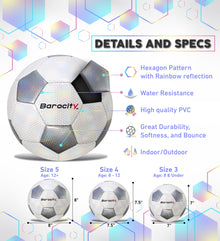 SOCCER BALL - CLASSIC WHITE & SILVER MODERN PATTERN - SIZE 5