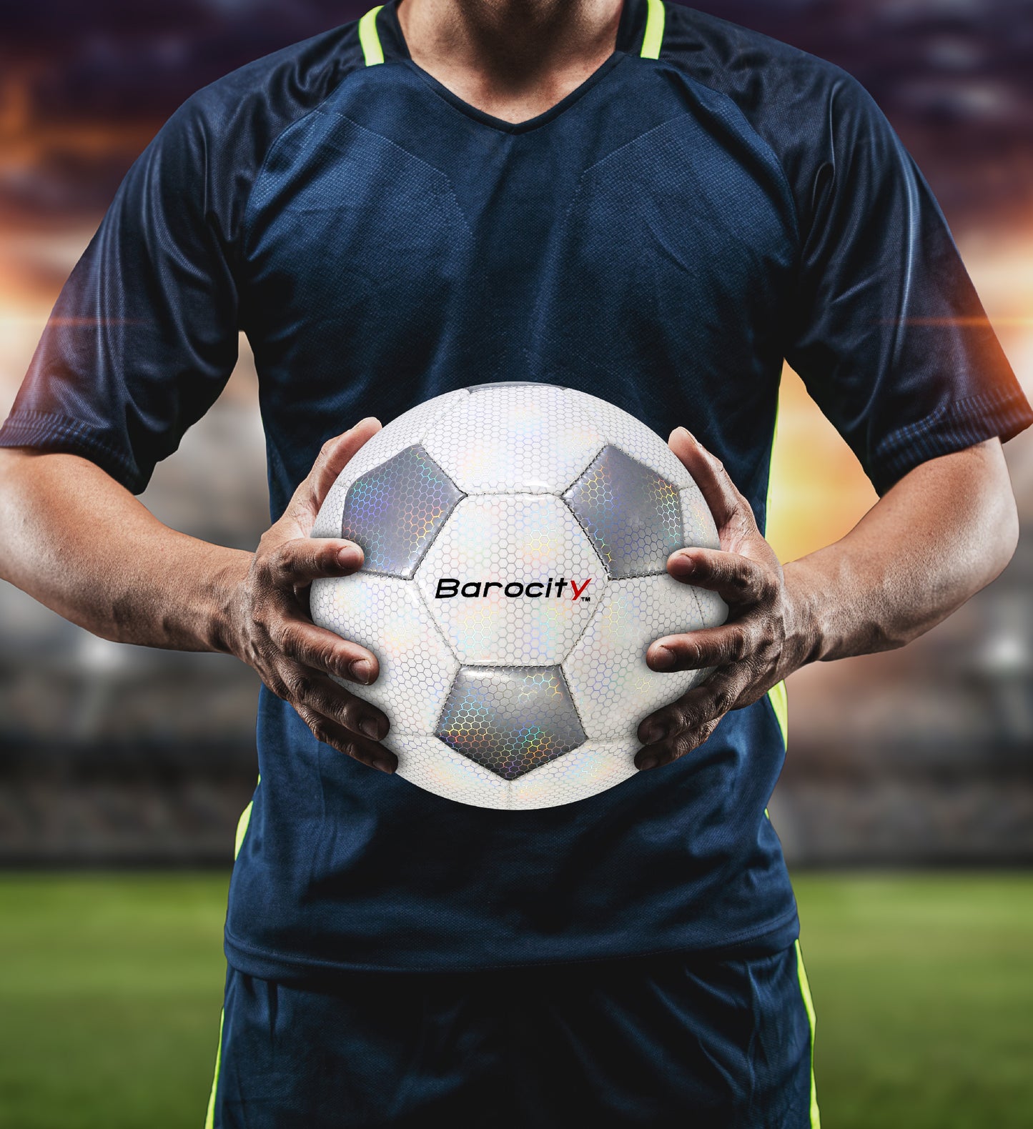 SOCCER BALL - CLASSIC WHITE & SILVER MODERN PATTERN - SIZE 5