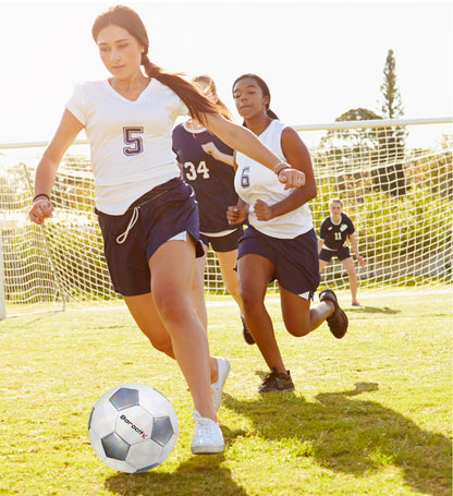 SOCCER BALL - CLASSIC WHITE & SILVER MODERN PATTERN - SIZE 5