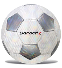 SOCCER BALL - CLASSIC WHITE & SILVER MODERN PATTERN - SIZE 5
