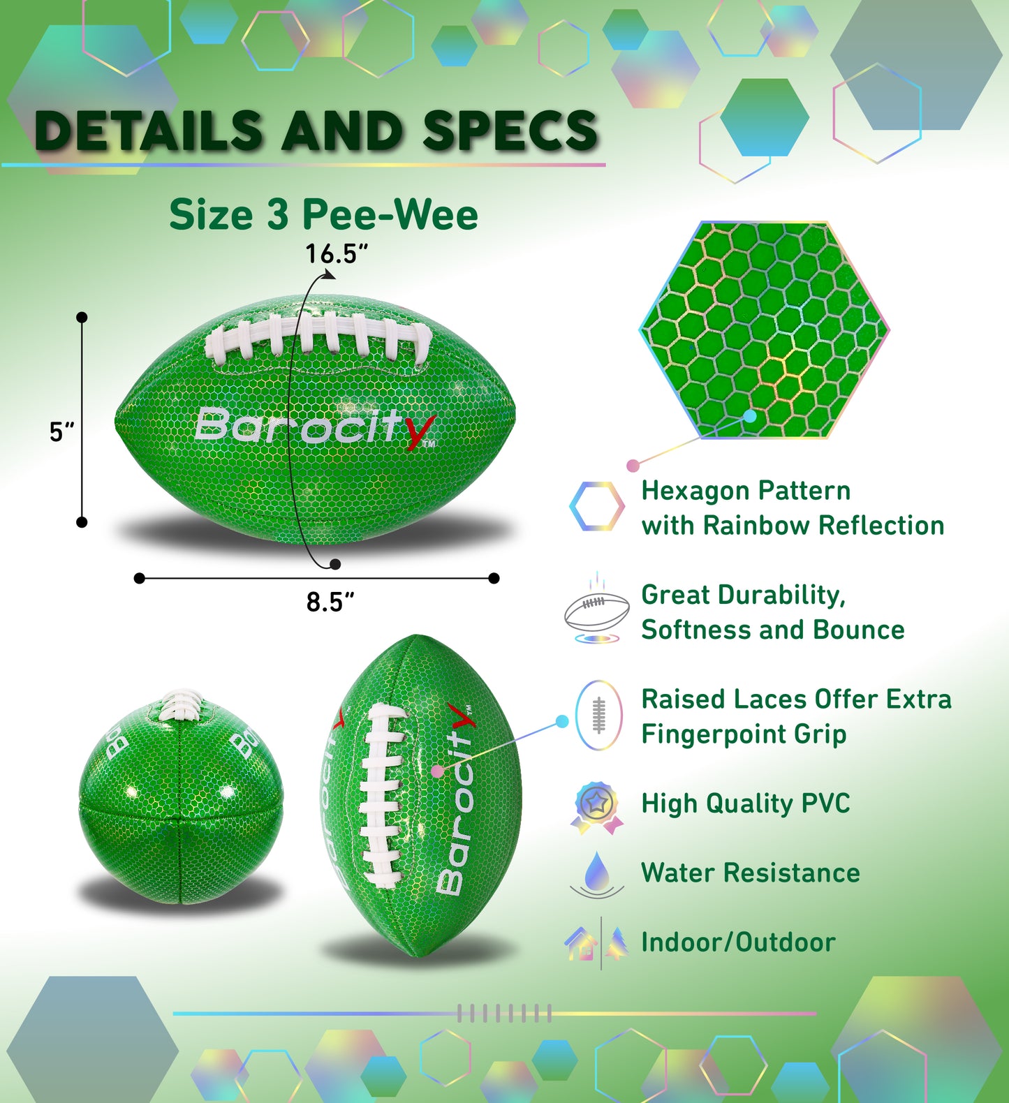 FOOTBALL - GREEN MODERN PATTERN - SIZE 3