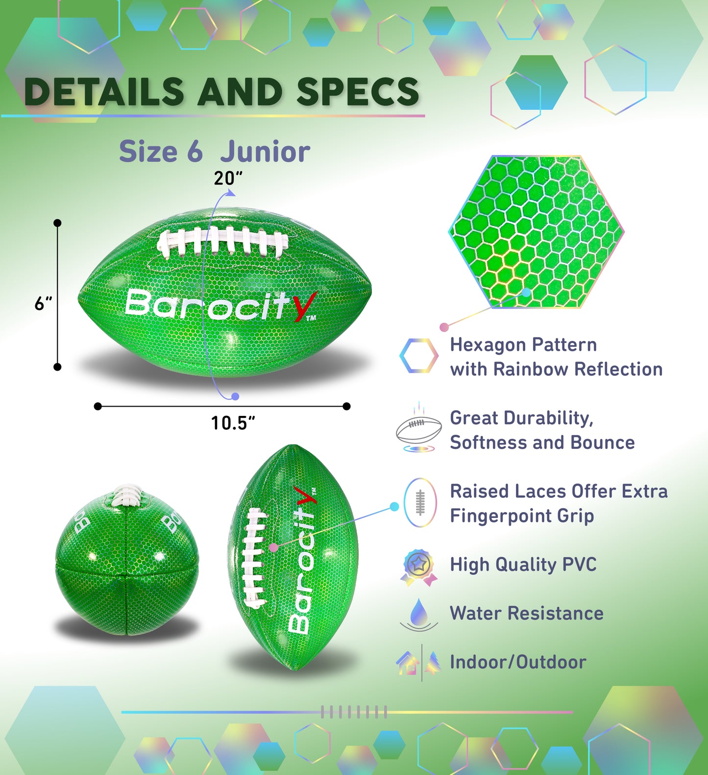 FOOTBALL - GREEN MODERN PATTERN - SIZE 6