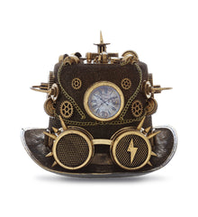 STEAMPUNK - METALLIC SCIENTIST TIME TRAVELER TOP HAT - GOLD