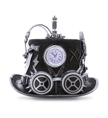 STEAMPUNK - METALLIC SCIENTIST TIME TRAVELER TOP HAT - SILVER