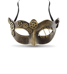 STEAMPUNK - VENETIAN METALLIC MASQUERADE GEARS MASK - GOLD