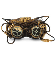 STEAMPUNK - METALLIC MECHANICAL SPIKED GOGGLES MASK - GOLD