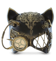 STEAMPUNK - METALLIC VENETIAN MASQUERADE CAT MASK - ANTIQUE GOLD