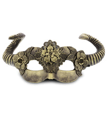 STEAMPUNK - VENETIAN WOODLAND FAIRY HORNS MASQUERADE MASK - GOLD