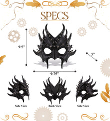 Metallic Devil Mask - Black - Steampunk