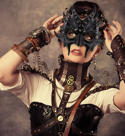 Metallic Devil Mask - Black - Steampunk