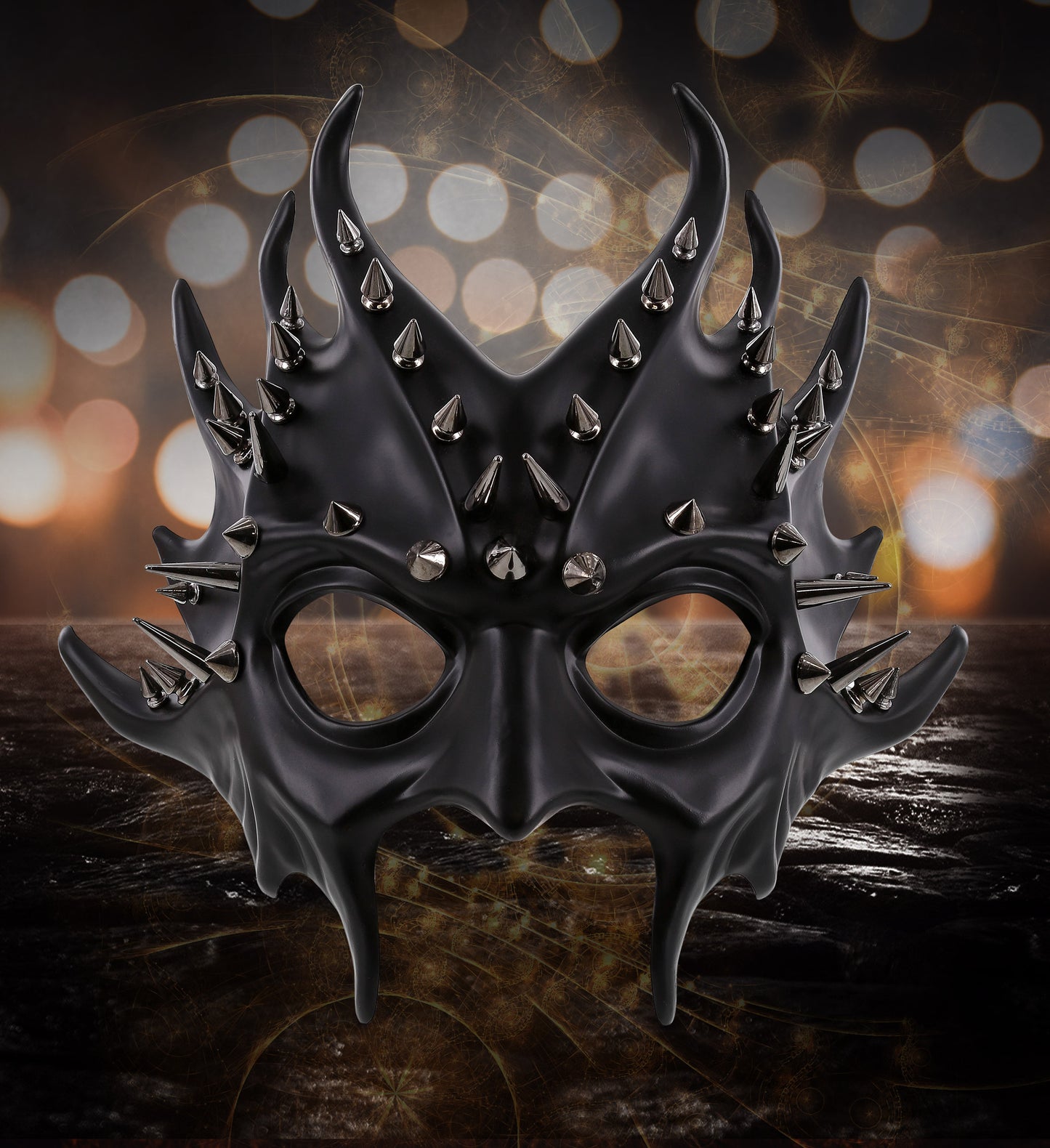 Metallic Devil Mask - Black - Steampunk