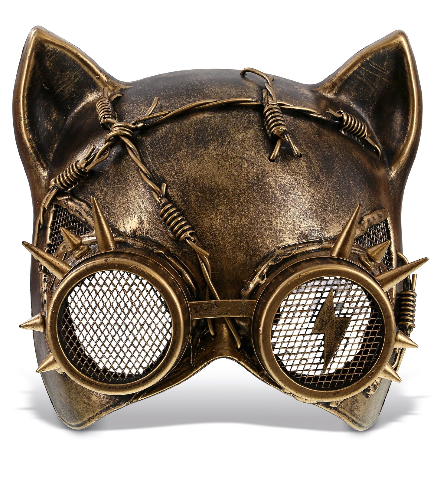 STEAMPUNK - METALLIC CAT MASK - GOLD