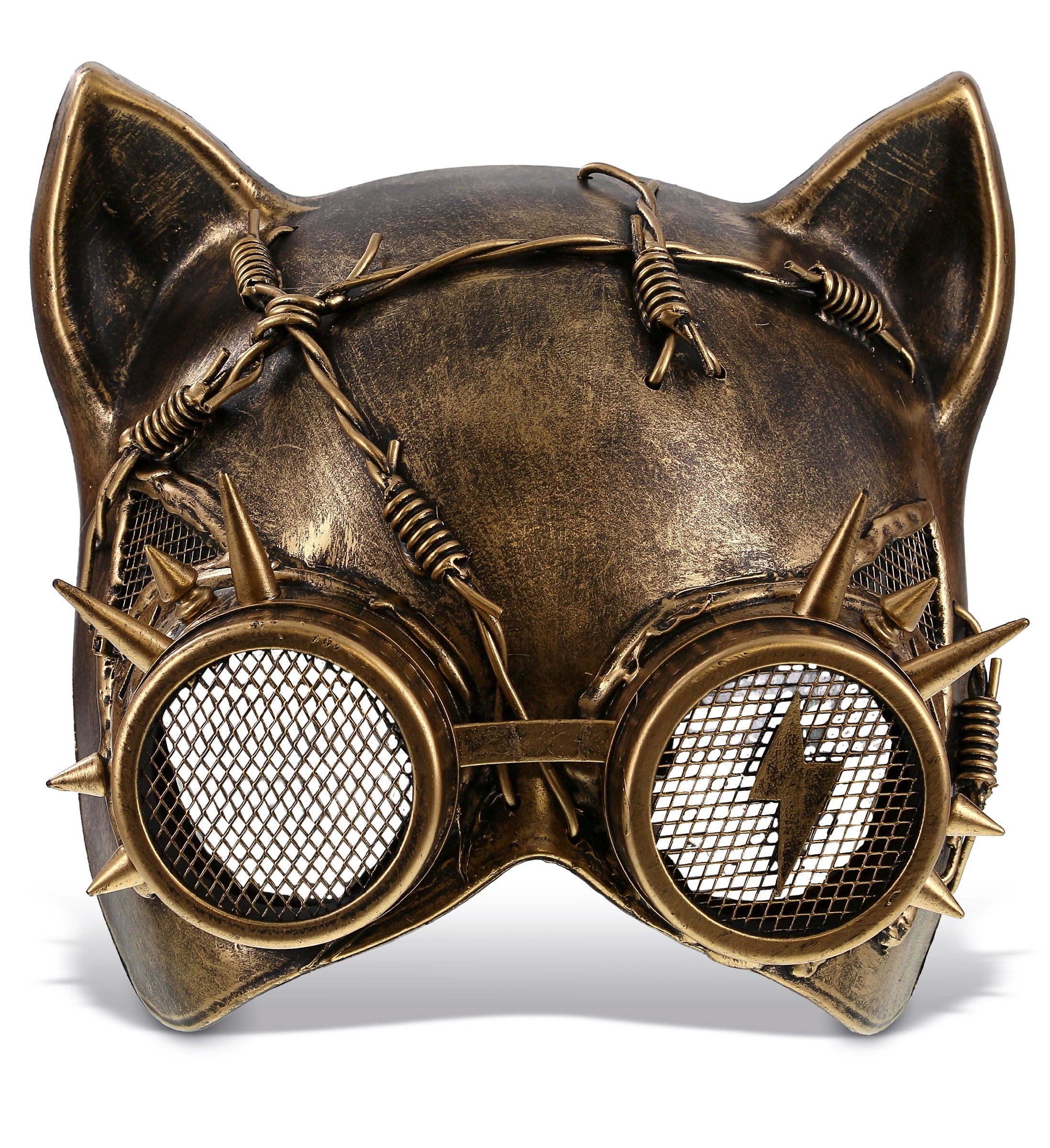 STEAMPUNK - METALLIC CAT MASK - GOLD