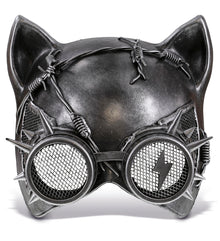 STEAMPUNK - METALLIC CAT MASK - SILVER