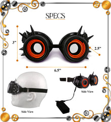 Led Light-Up Glowing Goggles - Black - Steampunk