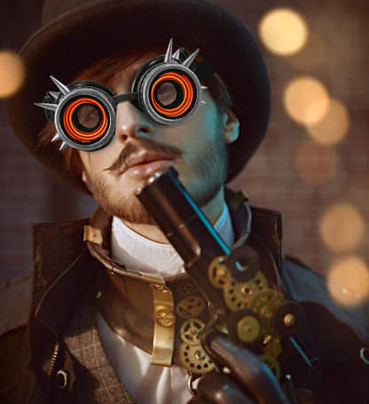 Led Light-Up Glowing Goggles - Silver - Steampunk