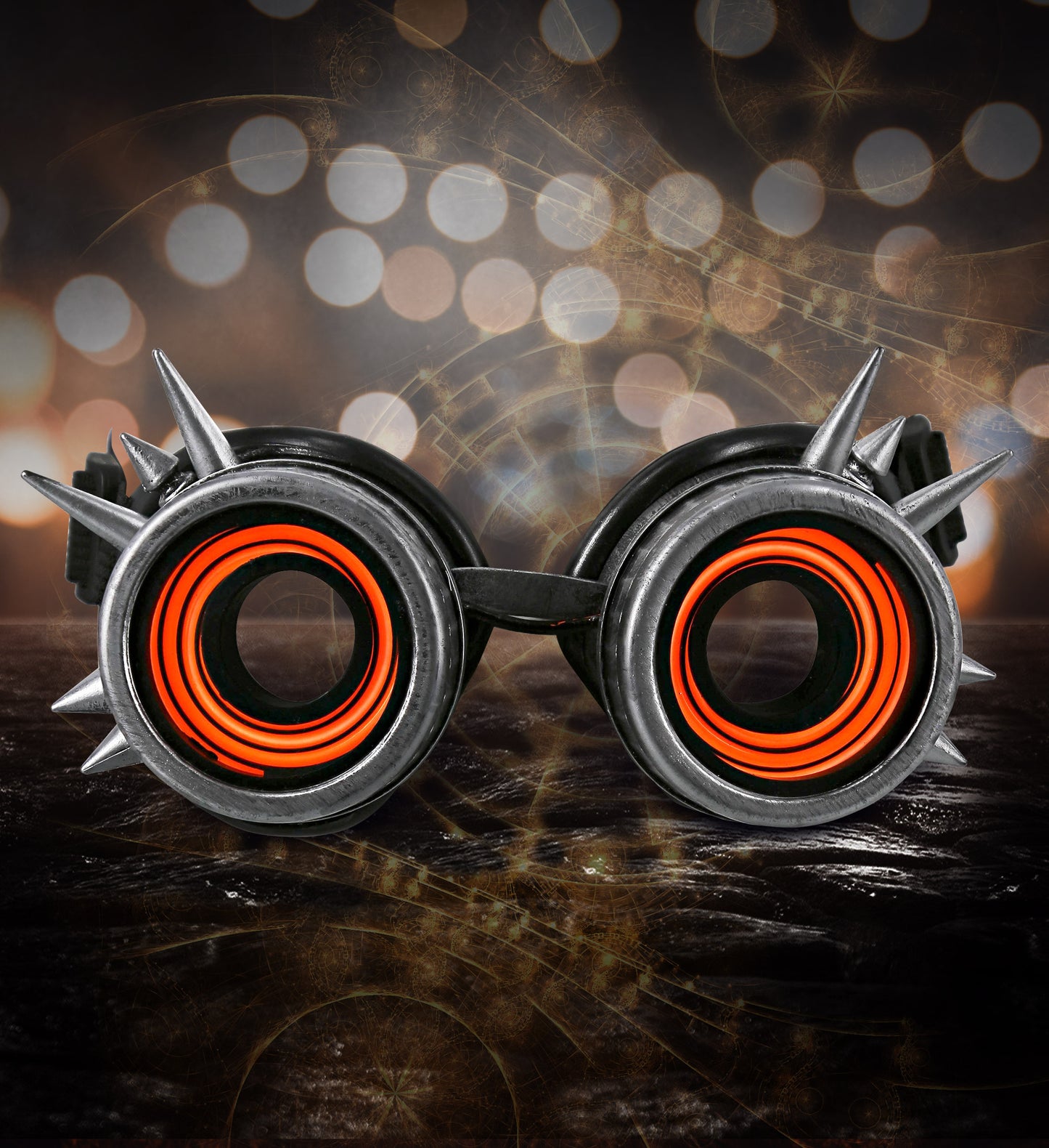Led Light-Up Glowing Goggles - Silver - Steampunk
