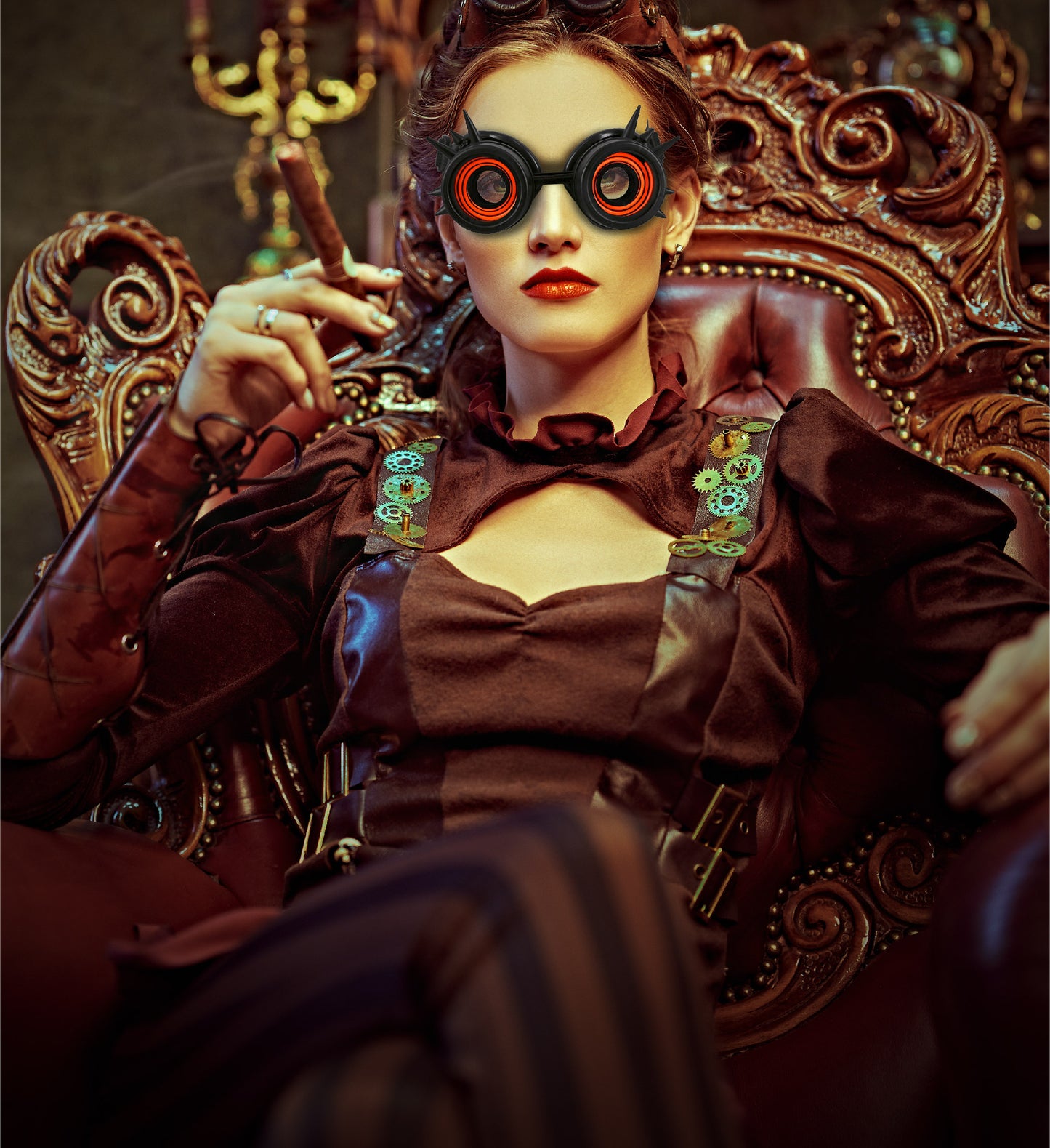 Led Light-Up Glowing Goggles - Silver - Steampunk