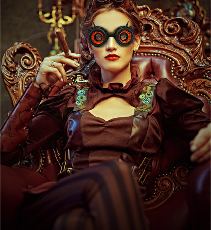 Led Light-Up Glowing Goggles - Silver - Steampunk