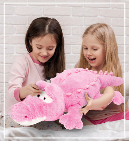 STYLISH PLUSH PILLOW- XL PINK ALLIGATOR