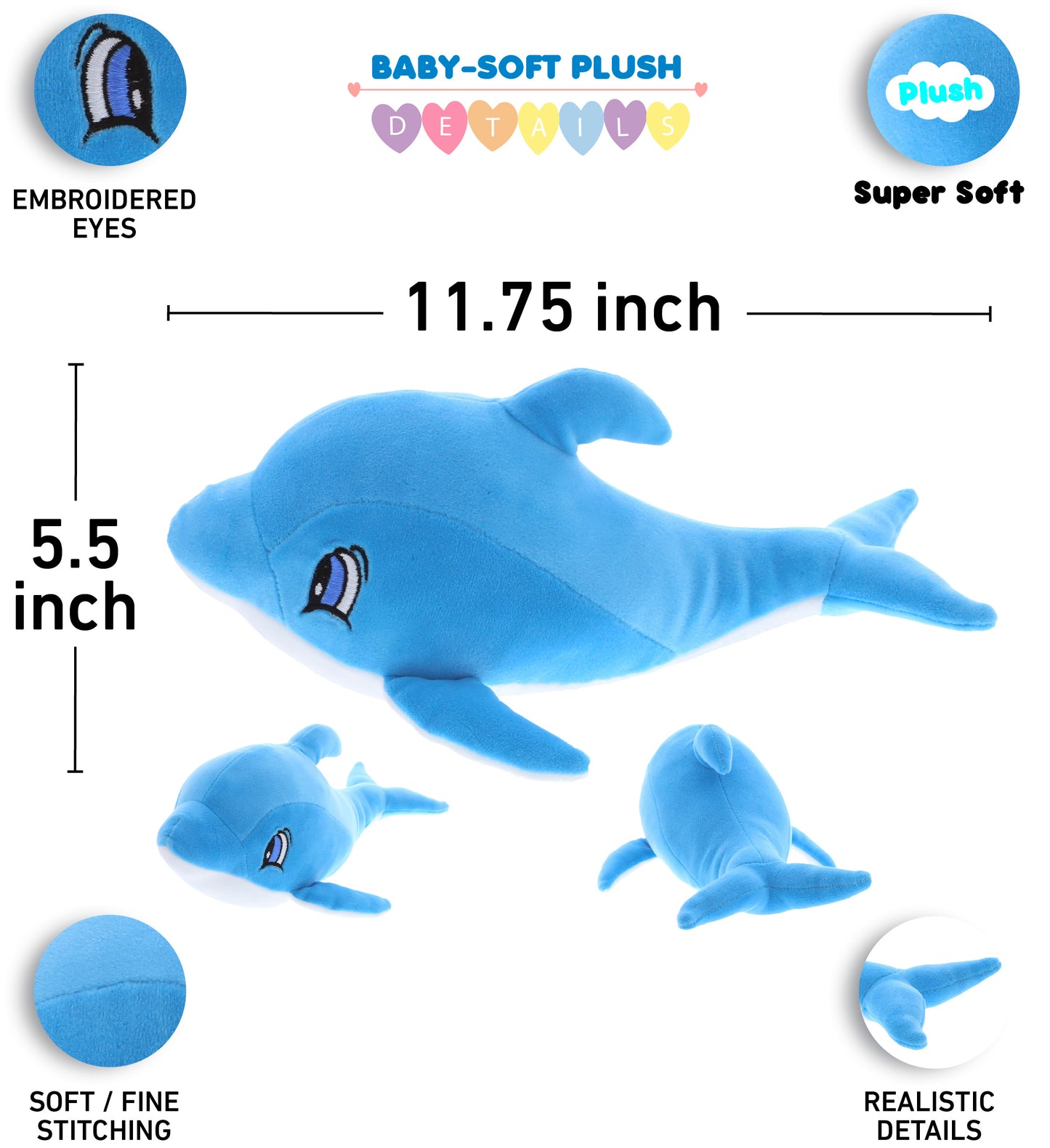 BABY SOFT PLUSH - BLUE DOLPHIN