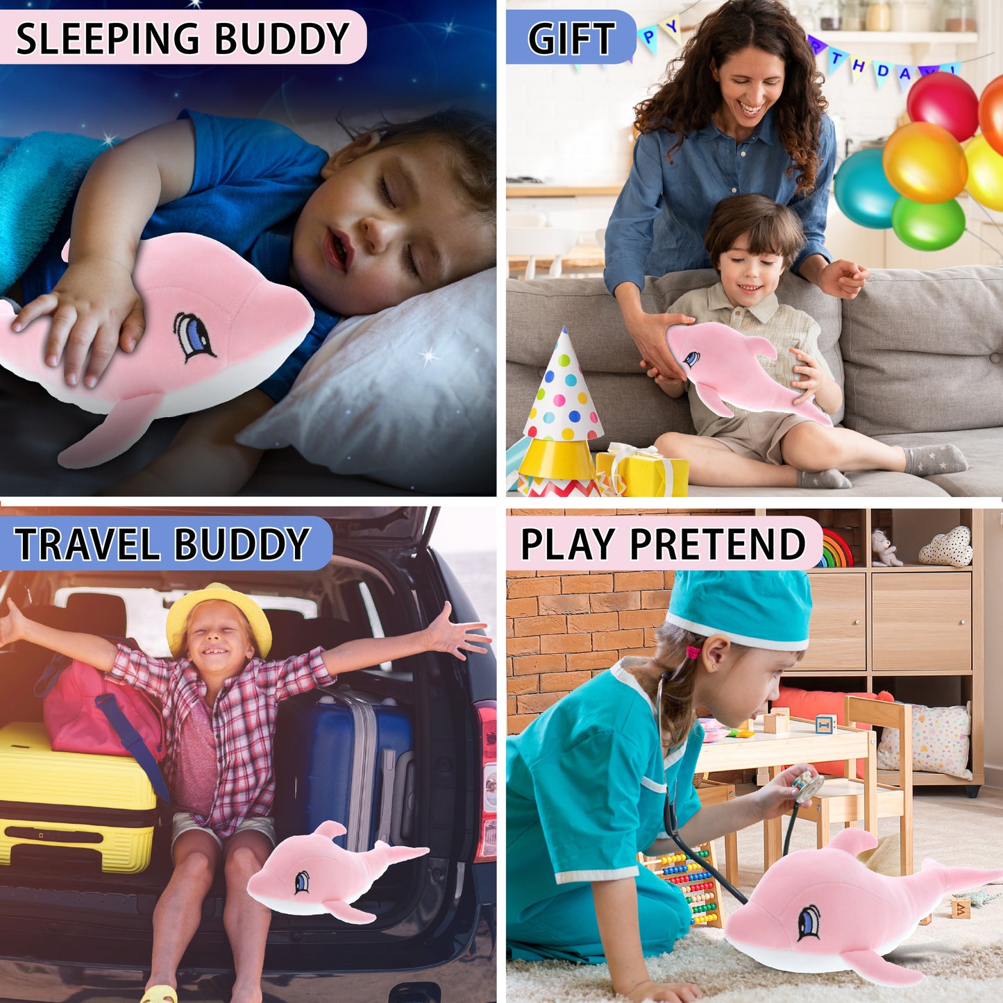 BABY SOFT PLUSH - PINK DOLPHIN