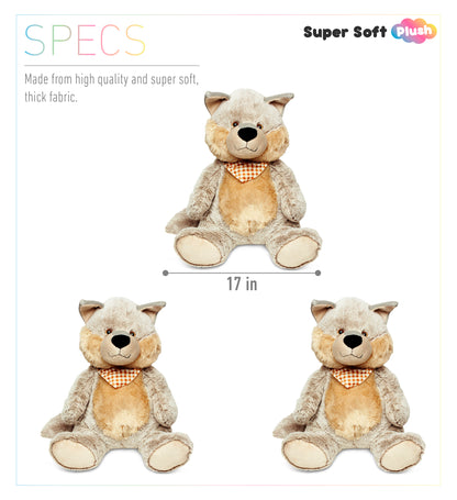 SUPER SOFT PLUSH - SITTING GREY WOLF XL
