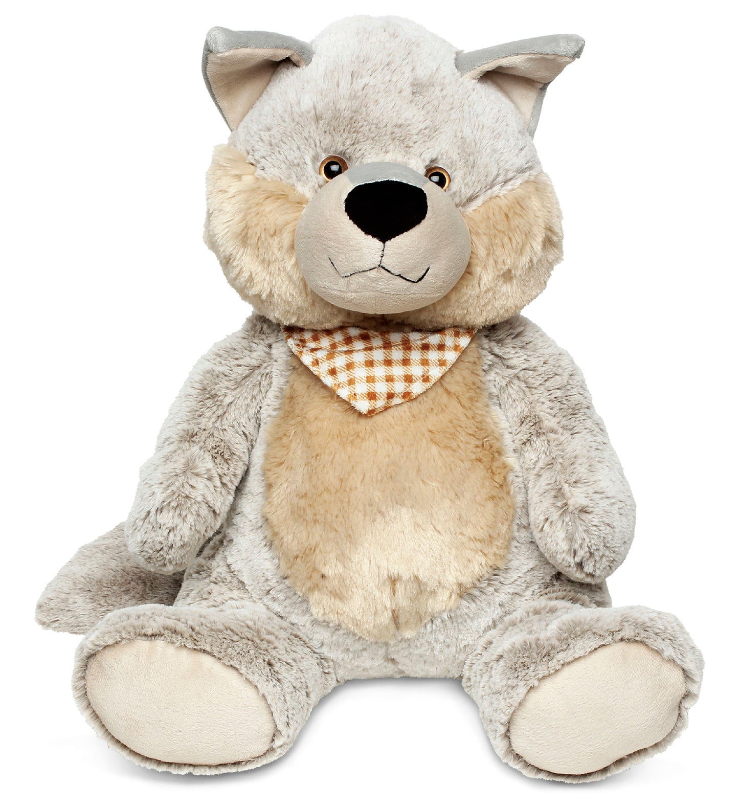 SUPER SOFT PLUSH - SITTING GREY WOLF XL