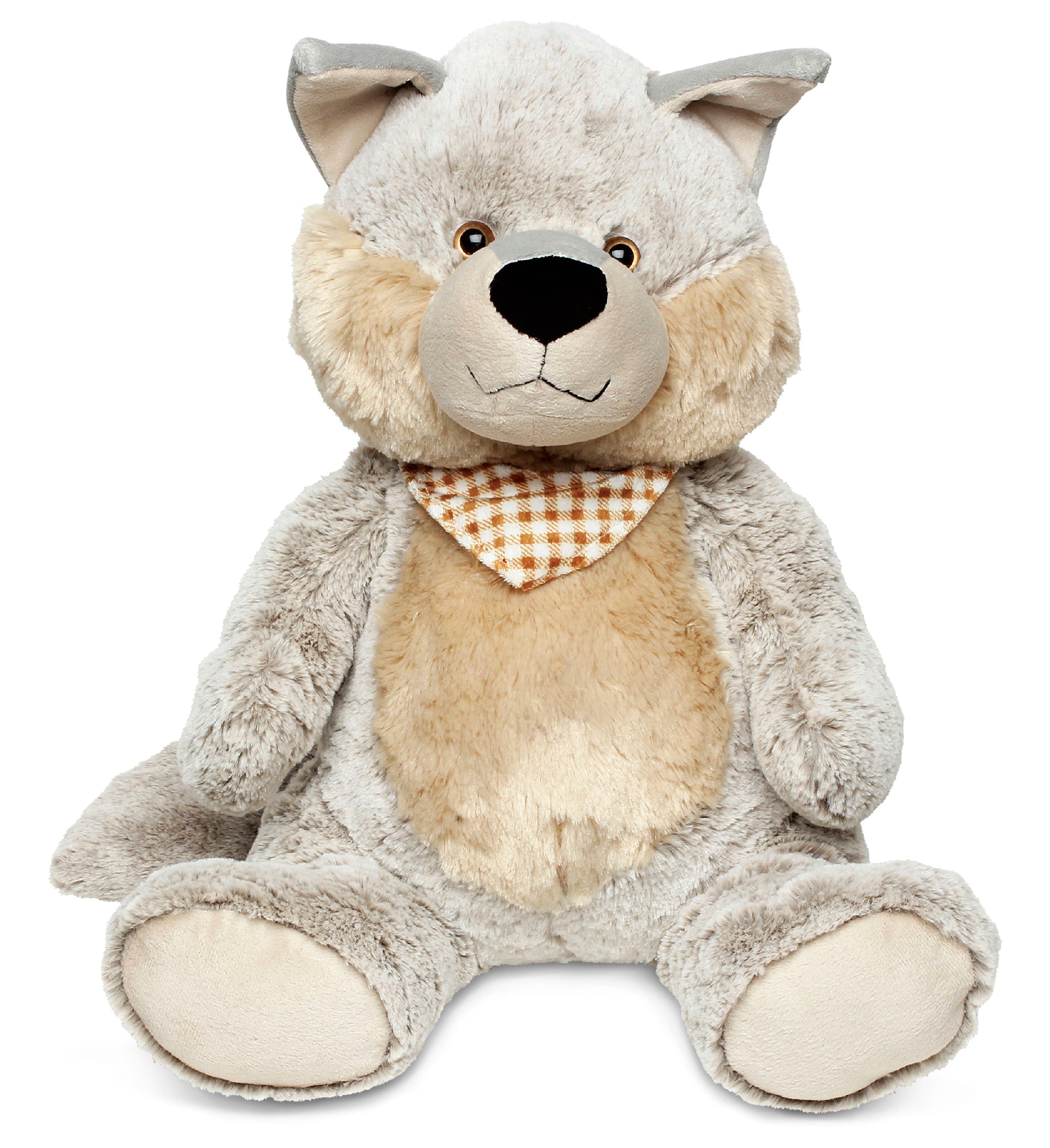 SUPER SOFT PLUSH - SITTING GREY WOLF XL