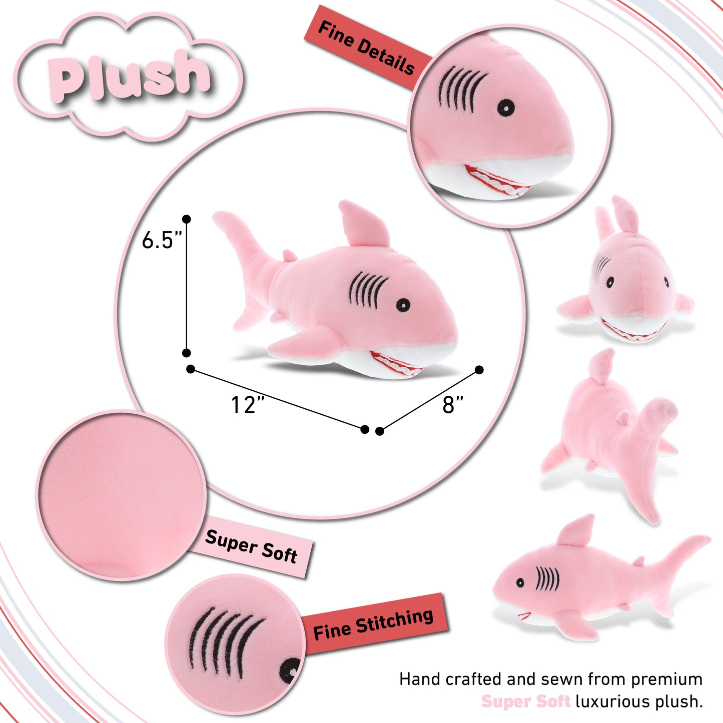 BABY SOFT PLUSH - PINK SHARK